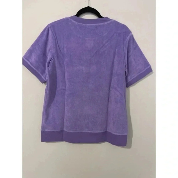 Quacker Factory Sweater Women’s Medium Purple Short Sleeve Terry Cloth Studded - Picture 4 of 9